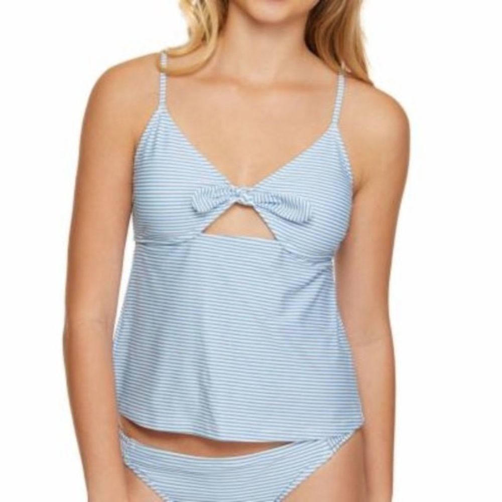 NWT‎ Arizona Striped Peekaboo Tankini Swim Top L